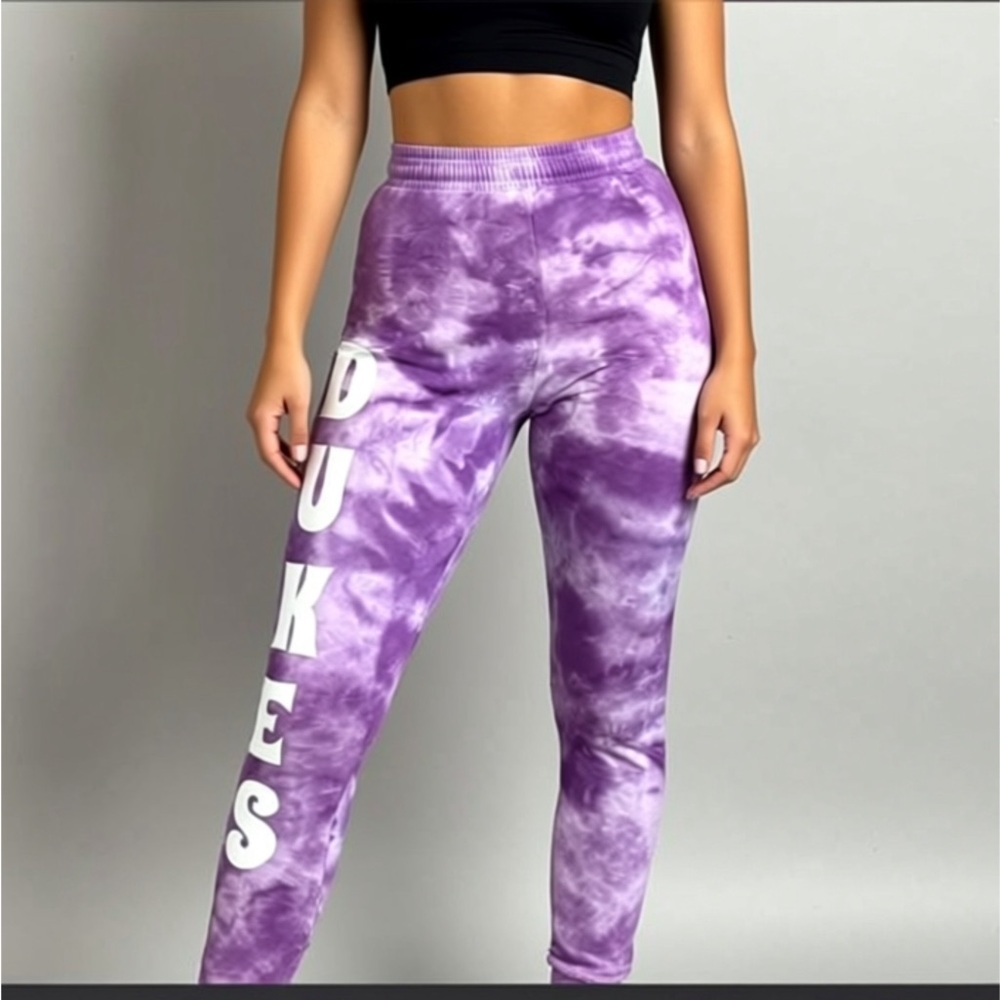 Jerzees Purple Tie-Dye Joggers with Bold Lettering
